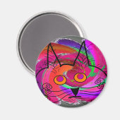 猫好き抽象芸術アートギフト マグネット (正面/裏面)