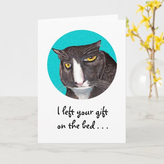 猫好き母の日 カード (黄色い花)