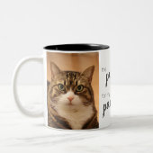 猫好き独自のフォトミームおもしろい引用文 ツートーンマグカップ (左)