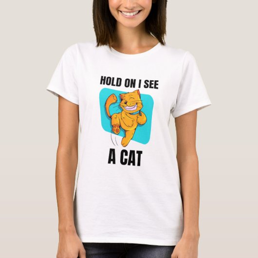 猫好き猫おもしろい母さん猫が見える Tシャツ (正面)