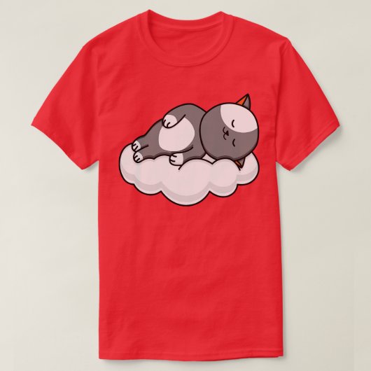 猫好き猫がクラウド上で眠る Tシャツ (デザイン正面)