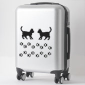 猫好き猫シルエット&ポープリントデカール シール (スーツケース)