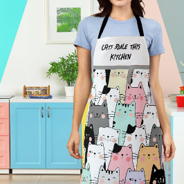 猫好き猫ユーモアキッチン エプロン