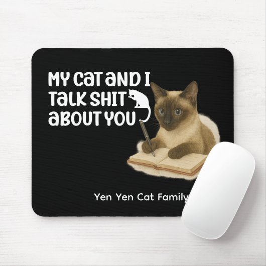 猫好き用ことわざおもしろい付きシャム猫 マウスパッド (マウス)