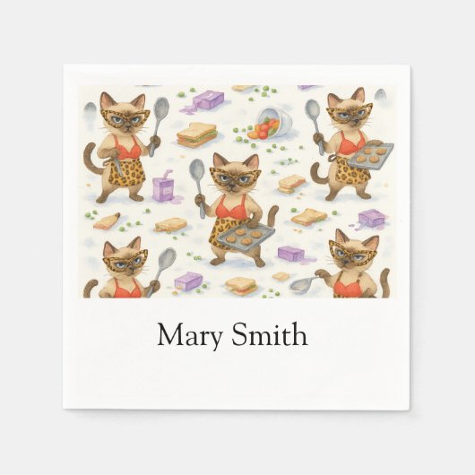 猫好き用の食事を提供するランチレディ スタンダードカクテルナプキン (正面)