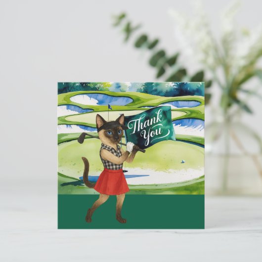 猫好き用ゴルファーサンキューカード サンキューカード (スタンド正面)