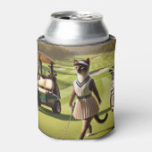猫好き用ゴルフ女性ゴルファー 缶クーラー (缶正面)