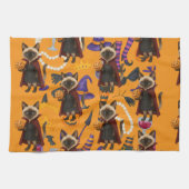 猫好き用ピックボールハローウィンパーティ キッチンタオル (横)