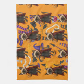 猫好き用ピックボールハローウィンパーティ キッチンタオル (縦)