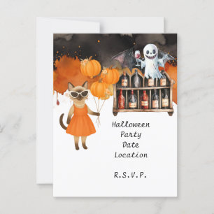 猫好き用ピックボールハローウィンパーティ ポストカード