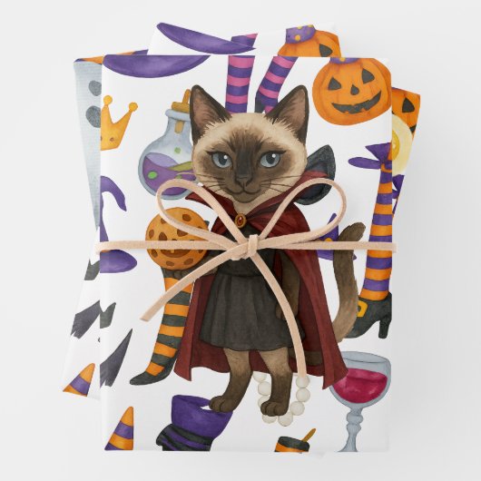 猫好き用ピックボールハローウィンパーティ ラッピングペーパーシート (インサイチュ)