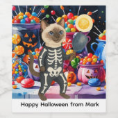 猫好き用ピックボールハローウィンパーティ ワインラベル (シングルラベル)