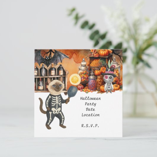 猫好き用ピックボールハローウィンパーティ 招待状 (スタンド正面)