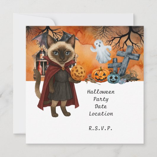 猫好き用ピックボールハローウィンパーティ 招待状 (正面)