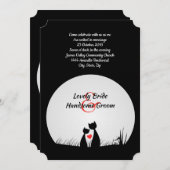 猫好き白黒ムーン結婚式招待状 招待状 (正面/裏面)