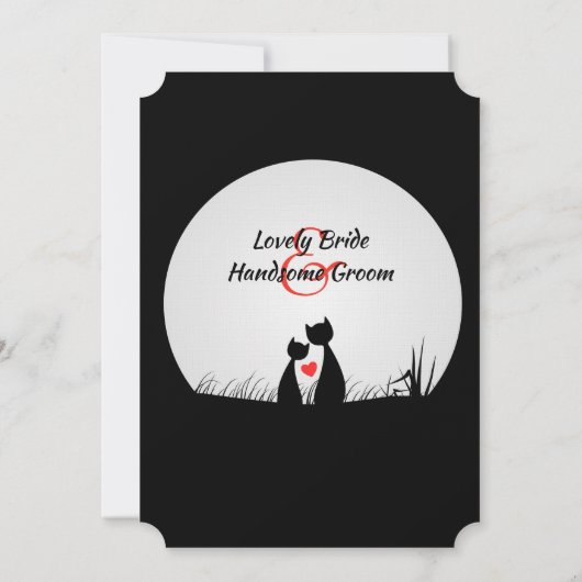 猫好き白黒ムーン結婚式招待状 招待状 (裏面)