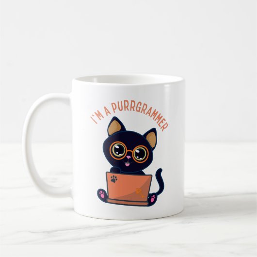 猫好き私はプロのプログラマ コーヒーマグカップ (左)