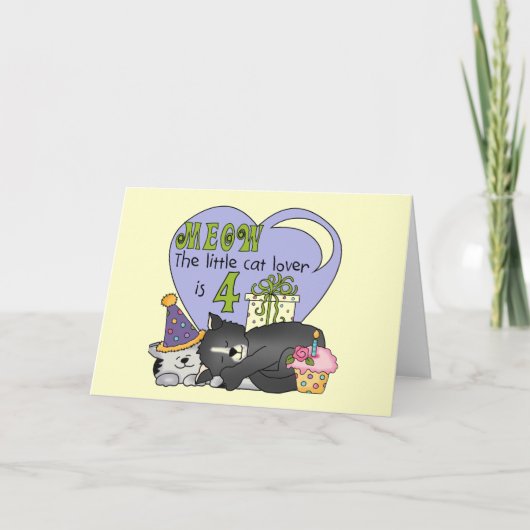 猫好き第4回誕生日Tシャツとギフト カード (正面)