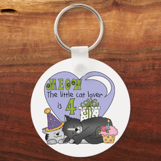 猫好き第4回誕生日Tシャツとギフト キーホルダー (正面)
