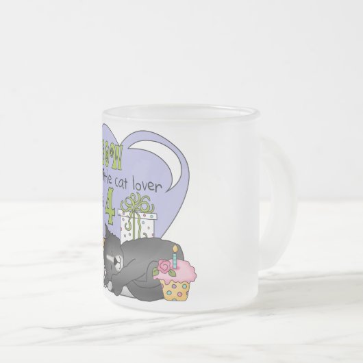 猫好き第4回誕生日Tシャツとギフト フロストグラスマグカップ (正面右)