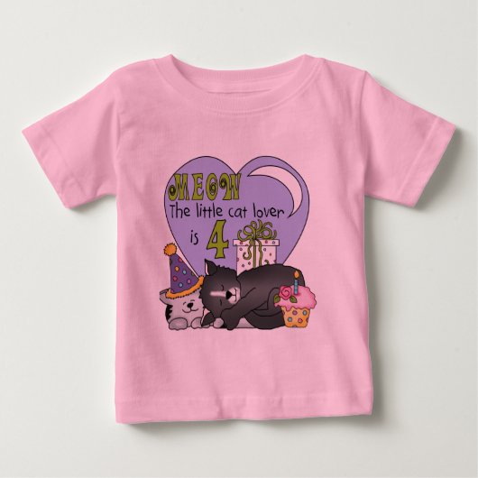 猫好き第4回誕生日Tシャツとギフト ベビーTシャツ (正面)