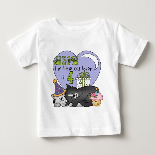 猫好き第4回誕生日Tシャツとギフト ベビーTシャツ (正面)