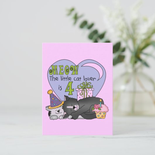 猫好き第4回誕生日Tシャツとギフト ポストカード (スタンド正面)