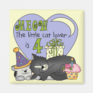 猫好き第4回誕生日Tシャツとギフト マグネット