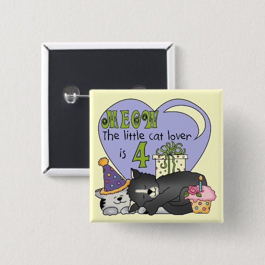 猫好き第4回誕生日Tシャツとギフト 缶バッジ (正面&裏面)