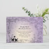 猫好き華美ラベンダーヴィンテージウェディング 招待状 (スタンド正面)