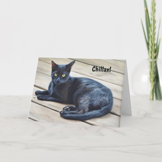 猫好き誕生日カーリラックスドおよびおもしろい カード (正面)