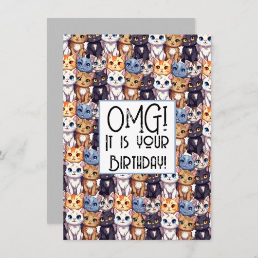 猫好き誕生日l OMGそれはあなたの誕生日 おもしろい (正面/裏面)