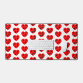 猫好き赤いハートとポーズクラシック デスクマット (キーボード&マウス)