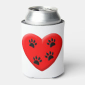 猫好き赤いハートとポーズ 缶クーラー (缶正面)