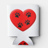 猫好き赤いハートとポーズ 缶クーラー (裏面)