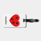 猫好き赤いハート及びポーズ名前をカスタムする ラゲッジタグ (裏面横)