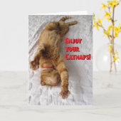 猫好き退職 カード (黄色い花)