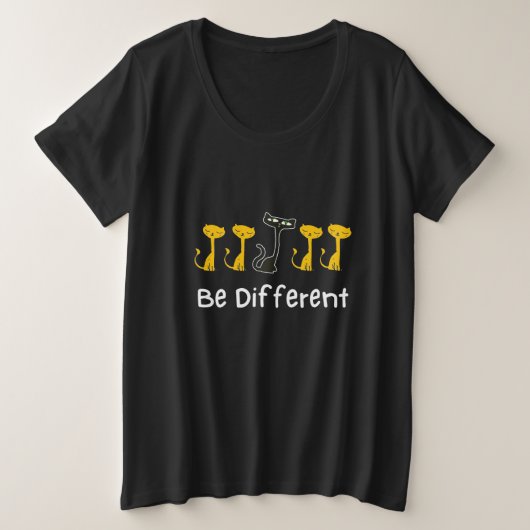 猫好き違う プラスサイズTシャツ (デザイン正面)