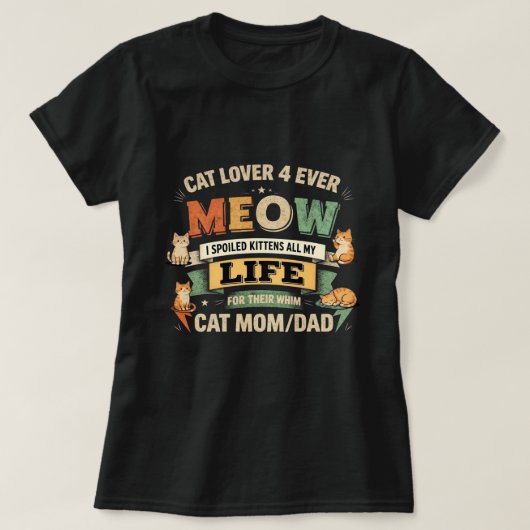 猫好き面白いグラフィックTシャツ Tシャツ (デザイン正面)
