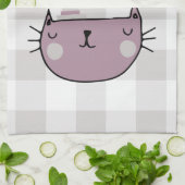 猫好き魅力的のパーフェクトバッファロープレイド キッチンタオル (折り畳み)