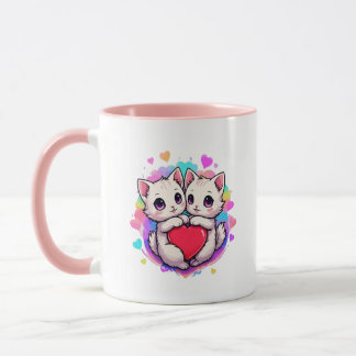 猫好き：かわいいと猫のハート マグカップ