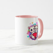 猫好き：かわいいと猫のハート マグカップ (正面右)