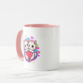 猫好き：かわいいと猫のハート マグカップ (正面左)