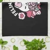 猫好き – かわいいバレンタインの猫デザイン キッチンタオル (折り畳み)