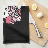 猫好き – かわいいバレンタインの猫デザイン キッチンタオル (四つ折り)