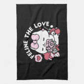 猫好き – かわいいバレンタインの猫デザイン キッチンタオル (縦)