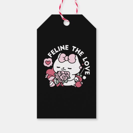 猫好き – かわいいバレンタインの猫デザイン ギフトタグ (正面)