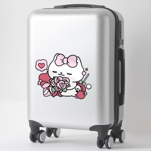 猫好き – かわいいバレンタインの猫デザイン シール (スーツケース)