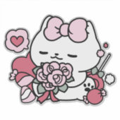 猫好き – かわいいバレンタインの猫デザイン シール (正面)