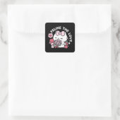 猫好き – かわいいバレンタインの猫デザイン スクエアシール (バッグ)